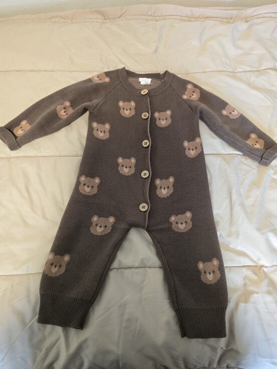 Jamie Kay Other - Jamie Kay Brown Bear Knit One-Piece Romper